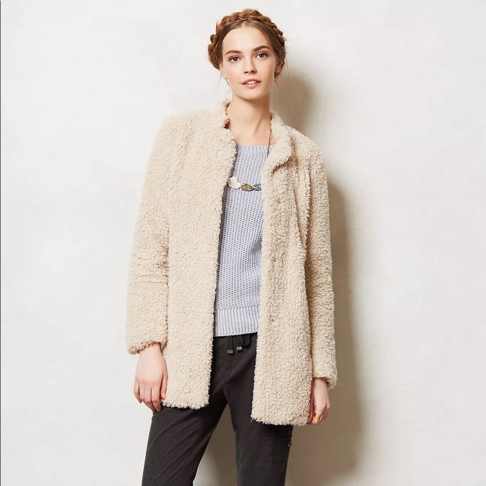 Anthropologie Elevenses Teddy Bear Coat Size